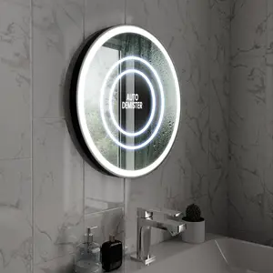 Harper & Harlow 600x600 Lyra Matt Black LED Illuminated Round Bathroom Mirror