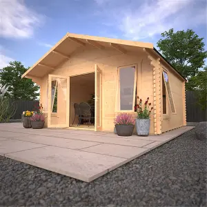 12ft x 18ft (3550mm x 5350mm) Horsforth "The New England" 44mm Log Cabin With 4 Windows