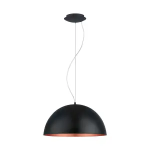 Pendant Ceiling Light Black Outer Colour Copper Inner Colour Bulb E27 1x60W