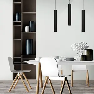 Luminosa Tuba Straight Bar Pendant Ceiling Light Black 60cm