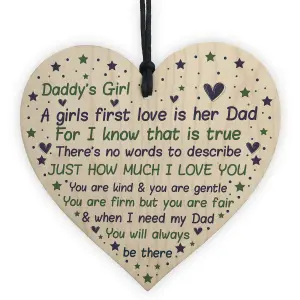 Red Ocean Daddy's Girl Wooden Heart Fathers Day Gift From Daughter Thank You Gifts For Him Daddy Daughter Gifts