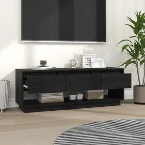 Berkfield TV Cabinet Black 110.5x34x40 cm Solid Wood Pine