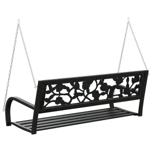 Berkfield Garden Swing Bench 125 cm Steel and Plastic Black