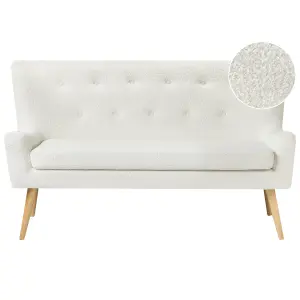 2 Seater Boucle Kitchen Sofa White SKIBBY