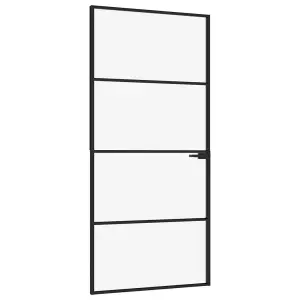 Berkfield Interior Door Black 93x201.5 cm Tempered Glass&Aluminium