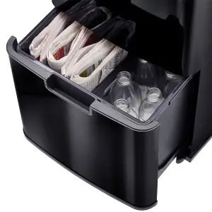 Cooks Professonal Recycling Sensor Bin - 4 Compartments plus Food Caddy, 75 Litre Capacity & Stainless Steel body - Black