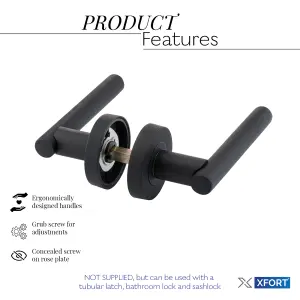 XFORT Matt Black Liberty Lever On Rose Door Handles, Door Handles 2 pairs