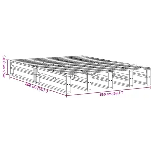 Berkfield Bed Frame without Mattress Wax Brown 150x200 cm King Size Solid Wood Pine