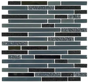 Quartz Linear Black Mosaic Tile Sheet