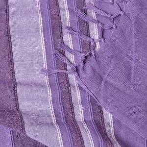 Homescapes Cotton Morocco Striped Mauve Throw, 225 x 255 cm