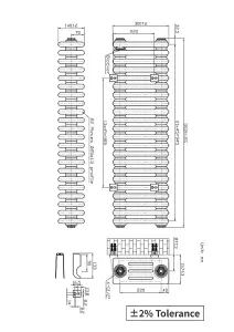 Right Radiators 300x1010 mm Horizontal Traditional 4 Column Cast Iron Style Radiator Anthracite