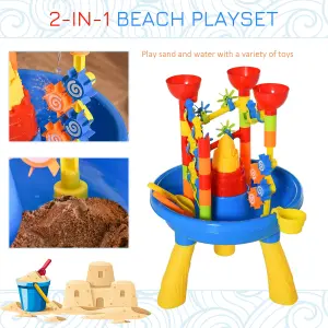 HOMCOM Water Table 30 pcs Waterpark Beach Toy Set Outdoor Sand Activity Playset