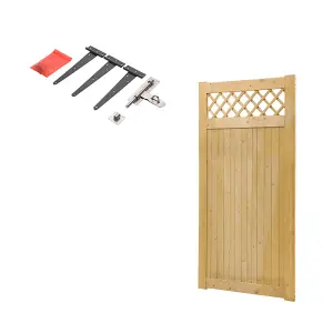 Garden Wood Gate Rhombus with Latch and Hardware Kit, 180 cm x  90 cm