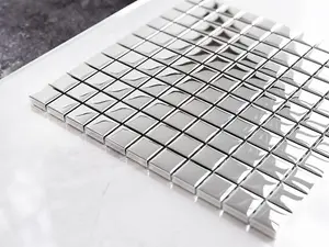 Glass mosaic on mesh for bathroom or kitchen 300mm x 300mm - Pure Silver