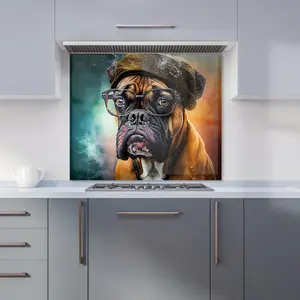 Boxer Dog Splashart Premium Glass Kitchen Splashback W600mm x H650mm