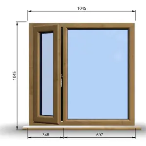 1045mm (W) x 1045mm (H) Wooden Stormproof Window - 1/3 Left Opening Window - Toughened Safety Glass