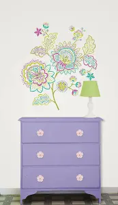 Wallpops Colourful Jeweled Floral Flowers Wall Art Kit Stickers