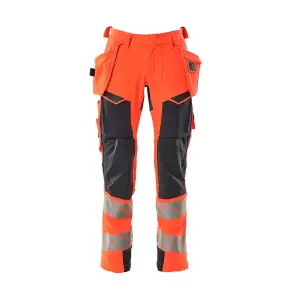 Mascot Accelerate Safe Trousers with Holster Pockets - Hi-Vis Red/Dark Navy   (36.5) (Leg Length - Regular)