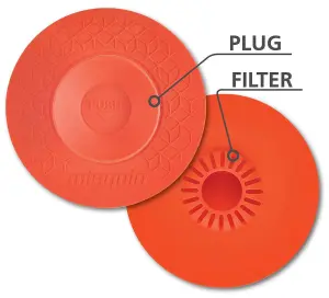 Orange Universal 2in1 Kitchen Sink Plug/Filter 110mm Stick Function Easy Use