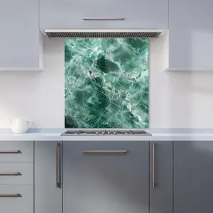 Light Green Quartz Effect Premium Glass Kitchen Splashback W600mm x H600mm