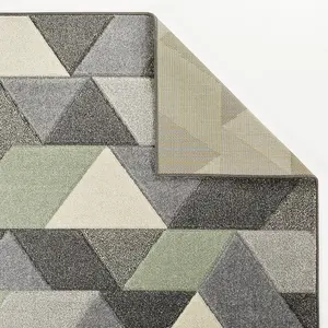 Modern Green Geometric Easy to Clean Rug for Dining Room-200cm X 285cm