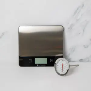 2pc Kitchen Tools Set with Digital 5kg Dry and Liquid Platform Scale and Deluxe Stainless Steel Large Meat Thermometer