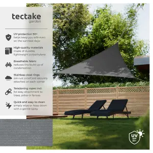 Shade Sail - triangular with UV protection 50+, water-repellent, grey - 360 x 360 x 360 cm