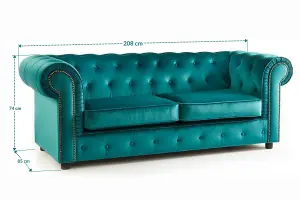 Furniture Stop - Asha 3 Seater  Deluxe Velvet Sofa