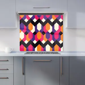 Coloured Abstract Pattern Premium Glass Kitchen Splashback W600mm x H600mm