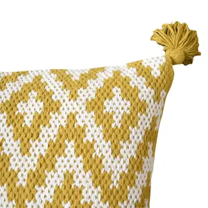 GoodHome Gunnar Yellow Geometric Indoor Cushion (L)45cm x (W)45cm