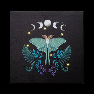 Something Different Canvas Luna Moth Light Up Canvas Black/Blue/White (One Size)