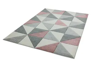 Pink Geometric Modern Easy to clean Rug for Dining Room-80cm X 150cm