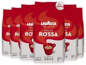 Lavazza Qualita Rossa Coffee Beans, Pack Of 6, 6 X 1000G