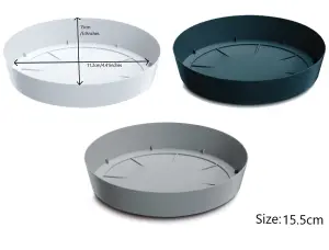 Round Plastic Water Plant Pot Saucer Trays Anthracite 15.5cm