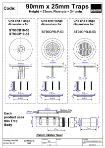 McAlpine ST90CPB-S-53 90mm Shallow Shower Trap - 53mm High