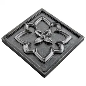 (Pack of 4 Tiles) Niche Tiles Crown Metal Iron Black 9.5cm. x 9.5cm. Handmade Decorative Tile