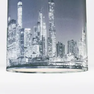 First Choice Lighting 20cm Lamp Shade Ceiling Light Digital Printed Fabric New York Skyline At Night