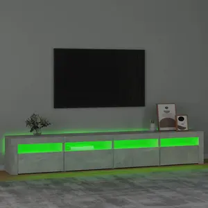 Berkfield TV Cabinet with LED Lights Concrete Grey 240x35x40 cm