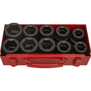 Premium 10 Piece Impact Socket Set - 1 Inch Drive - High Torque Chromoly Steel