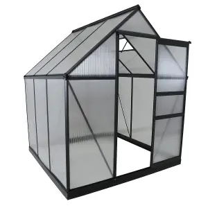 Charles Bentley Aluminium Frame Polycarbonate Greenhouse Grey 6 x 6.1ft