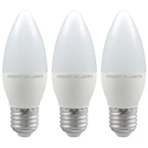 Crompton Lamps LED Candle 4.9W E27 Daylight Opal (40W Eqv) (3 Pack)