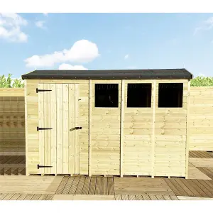 12 x 5 Garden Shed REVERSE Pressure Treated T&G Single Door Apex Wooden Garden Shed - 3 Windows (12' x 5') / (12ft x 5ft) (12x5)