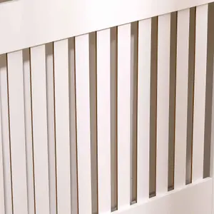 Oypla Medium White Wooden Slatted Grill Radiator Cover MDF Cabinet