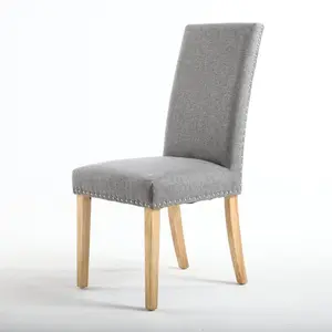 Richard Upholstered Dining Chair (Set of 2) Steel Grey Linen Effect / Natural