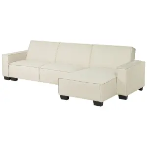 Corner Sofa ROMEDAL Beige Fabric Left Hand