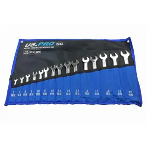 US PRO Tools 15PC Metric Combination Spanner Set 6 - 22MM 2243