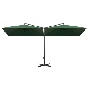 Berkfield Double Parasol with Steel Pole Green 600x300 cm