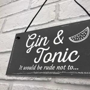 Red Ocean Gifts For Women Gin Tonic Plaque Novelty Garden Pub Bar Man Cave Sign