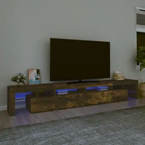 Berkfield TV Cabinet with LED Lights Smoked Oak 260x36.5x40 cm