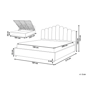 Velvet EU Super King Size Ottoman Bed Off White VINCENNES